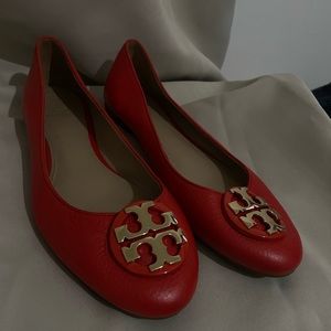 Tory Burch Orange Leather Flats